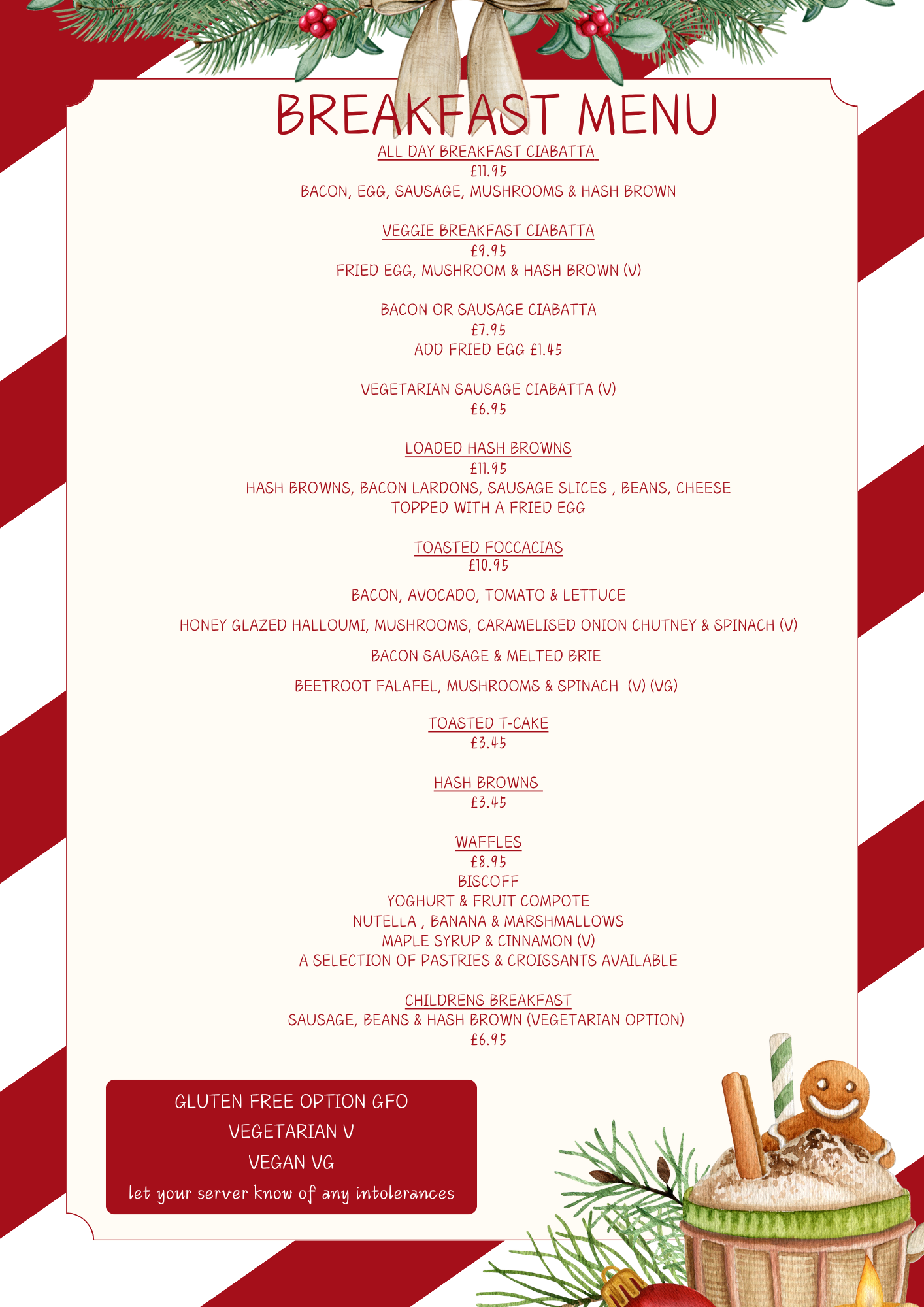 Marldon Christmas Tree Farm Cafe Breakfast Menu